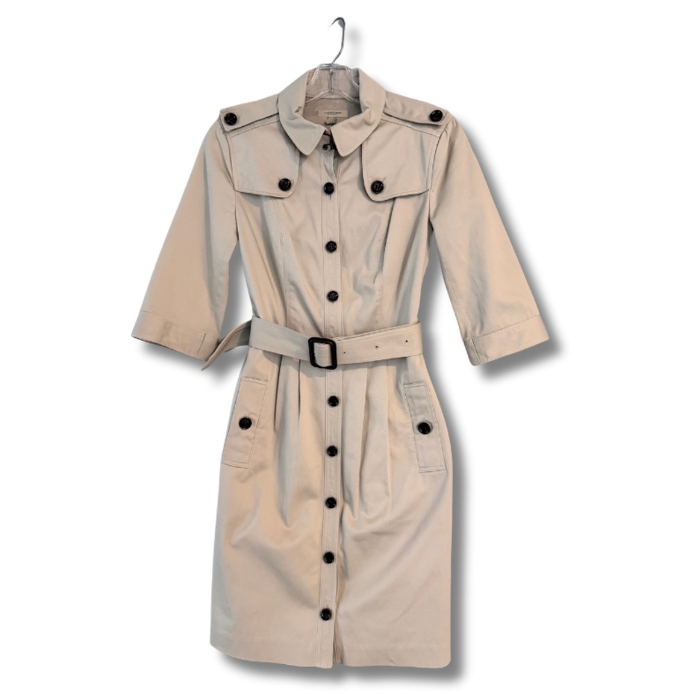 Burberry London Khaki Belted Button-Front Trench Dress (Size US 4 / UK 6)